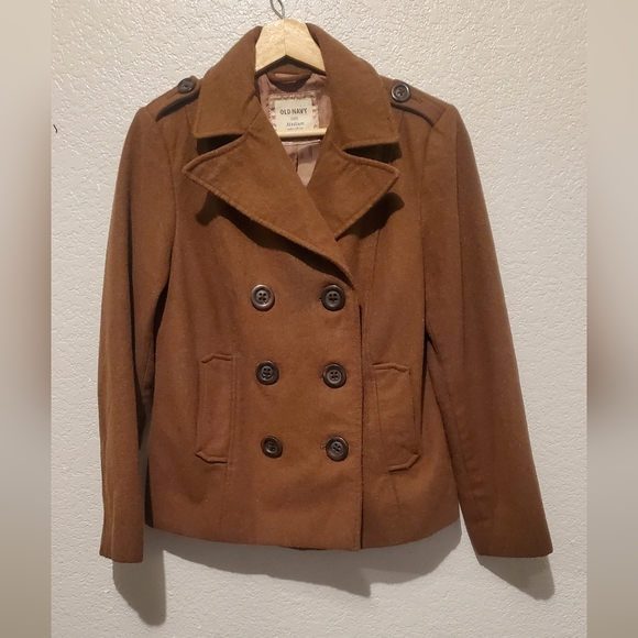 Wool Blend Classic Brown Peacoat Size Medium - Picture 1 of 7